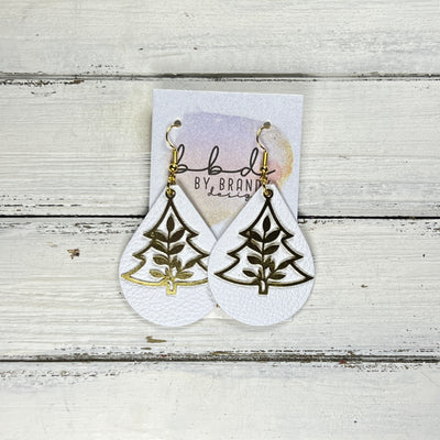 SUEDE + STEEL *Limited Edition* COLLECTION || Leather Earrings ||  <br> ORNATE METAL CHRISTMAS TREE || <br> MATTE WHITE