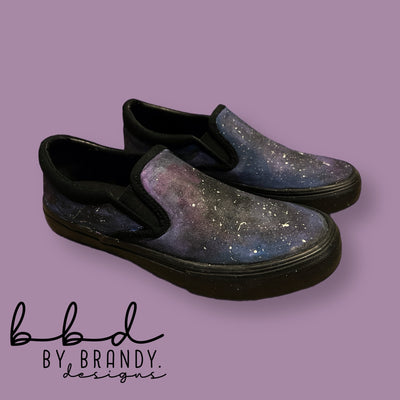 Hand-Painted Canvas Shoes by  Brandy Bell - Galaxy (Women's Size 8)