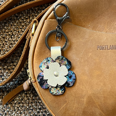 LEATHER PURSE CHARM by By Brandy Designs <br> SHIMMER GOLD & IRIDESCENT NORTHERN LIGHTS