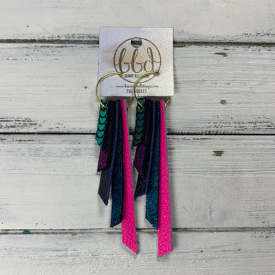 AUDREY - Leather Earrings  || PINK/GREEN MERMAID, SHIMMER FUCHSIA, METALLIC NAVY PEBBLED, SHIMMER TEAL, MATTE NEON PINK