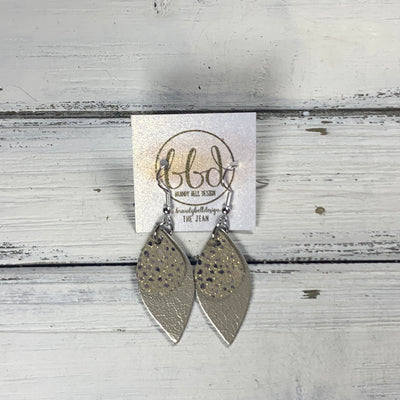 JEAN - Leather Earrings  || <BR> IVORY STINGRAY, <BR> METALLIC CHAMPAGNE SMOOTH