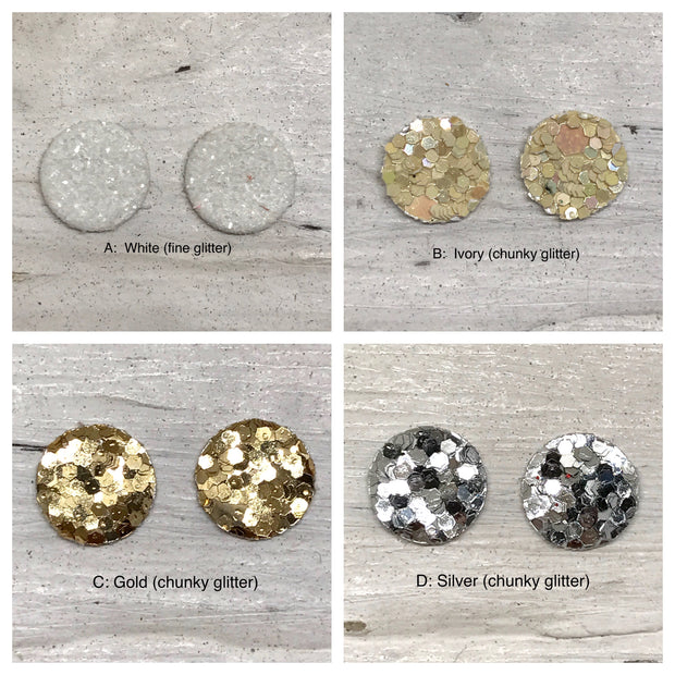Poppy- 3 PACK (Choose your colors) - Glitter Stud Earrings SHOWN: D: SILVER, AA. CHRISTMAS, C: GOLD
