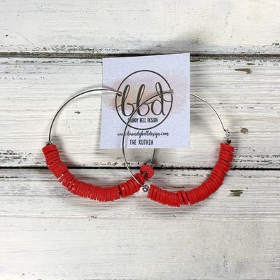 RUTHIA - Rubber Disk Hoop Earrings  ||   RED