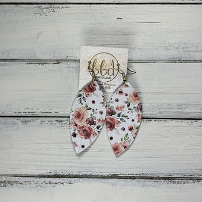 MAISY - Leather Earrings  ||  <BR>  PETITE PINK FLORAL