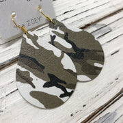 ZOEY (3 sizes available!) -  Leather Earrings  || CAMOUFLAGE, CAMO