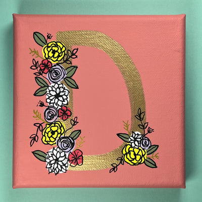 5" x 5" MINI "D" Painting on wrapped canvas by Brandy Bell