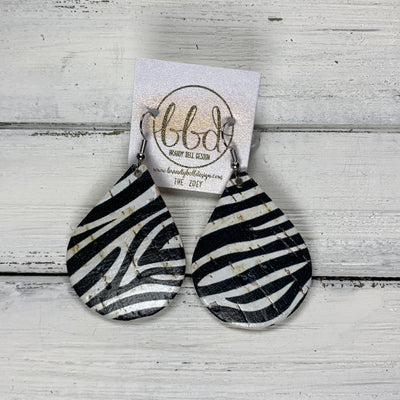 ZOEY (3 sizes available!) -  Leather Earrings  ||   ZEBRA PRINT CORK ON LEATHER