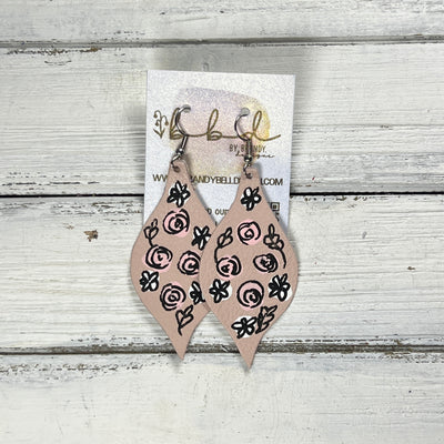 HAND-PAINTED MAE - Leather Earrings  ||  Hand-painted earrings by Brandy Bell (LIGHT PINK/WHITE/BLUSH)