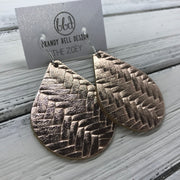 ZOEY (3 sizes available!) -  Leather Earrings  ||   METALLIC ROSE GOLD BRAIDED