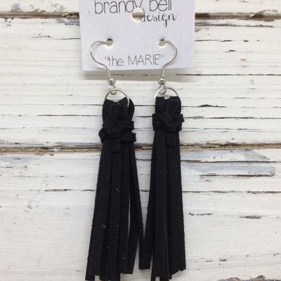 MARIE - Faux Suede Tassel Earrings  ||  BLACK