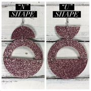 OLIVIA -  Leather Earrings  ||  *2 SIZES!* <BR> *CORK* GRANITE MOSAIC (choose "U" or "N" shape)