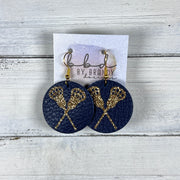 SPORTS COLLECTION ||  <BR> LACROSSE - NAVY LEATHER + GOLD GLITTER DESIGN