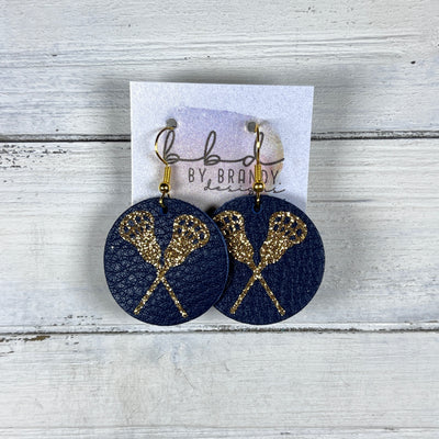 SPORTS COLLECTION ||  <BR> LACROSSE - NAVY LEATHER + GOLD GLITTER DESIGN