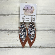 ALLIE -  Leather Earrings  ||   <BR> SKULLS WITH BUTTERFLIES (FAUX LEATHER), <BR> BROWN PALMS