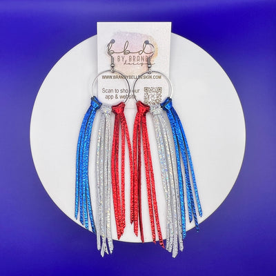 ASH  - Leather Earrings   ||  <BR> METALLIC BLUE, SPARKLE WHITE, METALLIC RED (circle)