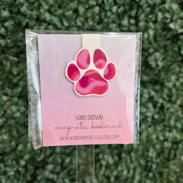 MAGNETIC BOOKMARK |  Original Artwork by Brandy Bell - RED & PINK PAW