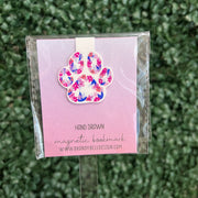 MAGNETIC BOOKMARK |  Original Artwork by Brandy Bell - BLUE & PINK FLORAL PAW