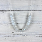 BEADED NECKLACE - Waxed Cotton Necklace   ||  <BR> White & Opal Beads