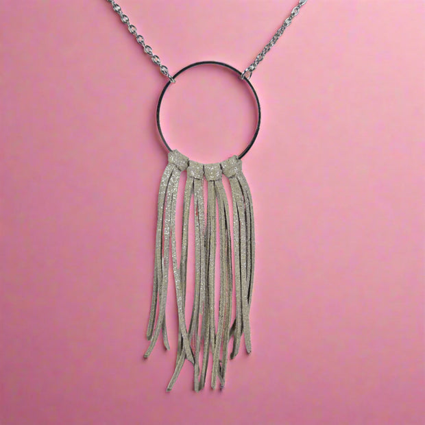 ASH (NECKLACE) - Leather Necklace   ||  <BR> SHIMMER CHAMPAGNE