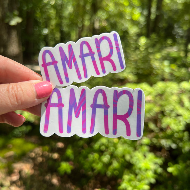 PINK/PURPLE CUSTOM NAME Waterproof Sticker |  Original Artwork by Brandy Bell