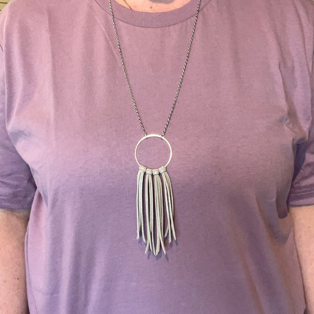 ASH (NECKLACE) - Leather Necklace   ||  <BR> SHIMMER CHAMPAGNE