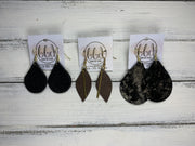 JEAN -  Leather Earrings  ||   <BR> MUSTARD BRAID, <BR> POPPY FLORAL ON MUSTARD