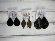 JEAN -  Leather Earrings  ||  <BR>SHIMMER GOLD, <BR>GOLD GLITTER (FAUX LEATHER)