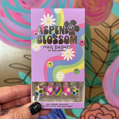 RED ASPEN NAIL DASHES- Happy Go Lucky, AGS (Petite- Designed by Youth Artist!)