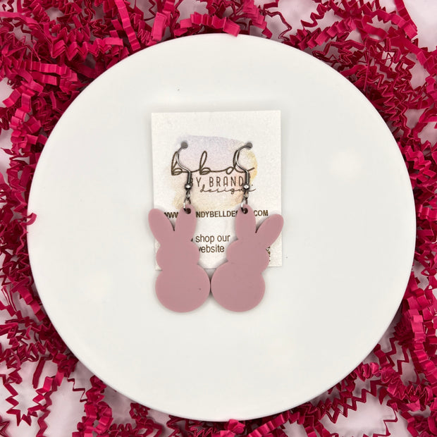ACRYLIC EARRINGS || <BR> BUNNY  (MATTE BLUSH PINK)