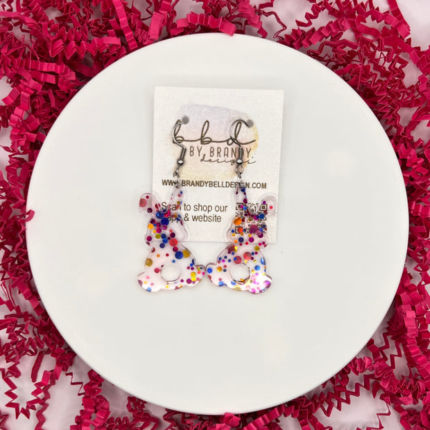 ACRYLIC EARRINGS || <BR> BUNNY (MULTICOLOR GLITTER)