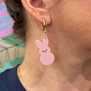 ACRYLIC EARRINGS || <BR> BUNNY WITH FACE (GLOSSY LIGHT BLUE)