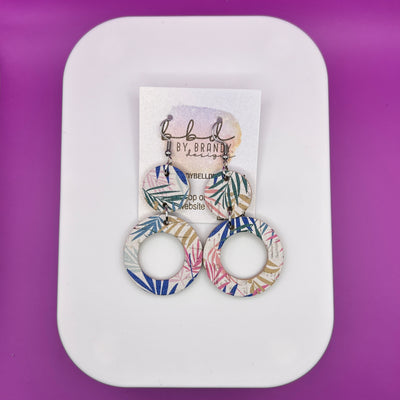 COCO - Leather Earrings  ||  <BR> TROPICAL LEAVES (CORK ON LEATHER)