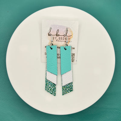 CODY - Leather Earrings  ||  <BR>  MATTE ROBINS EGG BLUE, <BR> MATTE WHITE,  <BR> SHIMMER GREEN