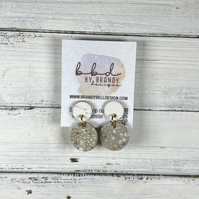 LUNA -  Leather Earrings ON POST  ||  MATTE WHITE (ON CORK), <BR>  IVORY STINGRAY