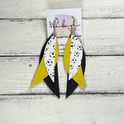 ANDY -  Leather Earrings  ||  <BR> SOCCER PRINT (FAUX LEATHER), <BR> MATTE YELLOW, <BR> MATTE BLACK (CUSTOM COLORS AVAILABLE!)