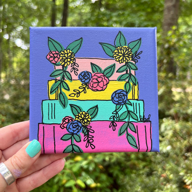 5" x 5" MINI Painting on wrapped canvas by Brandy Bell - Bright Books