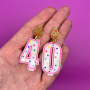 Acrylic Hand-Painted Birthday "Candle" Studs  By Brandy. Designs ||  Sold Individually so you can select your perfect pair!
