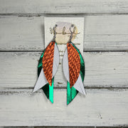 ANDY -  Leather Earrings  ||  <BR> METALLIC ORANGE COBRA, <BR> MATTE WHITE, <BR> METALLIC GREEN SMOOTH (CUSTOM COLORS AVAILABLE!)