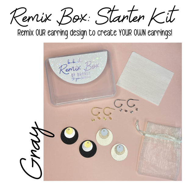 REMIX BOX: STARTER KIT (GRAY)  | Leather Earrings by Brandy Bell Design | *A unique "Design Your Own" earring experience!