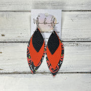 DOROTHY - Leather Earrings   ||  <BR> MATTE BLACK,  <BR>  MATTE ORANGE, <BR>  JACK O’ LANTERNS ON BLACK