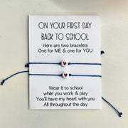 BACK TO SCHOOL Bracelet Set - Blue with white heart bead