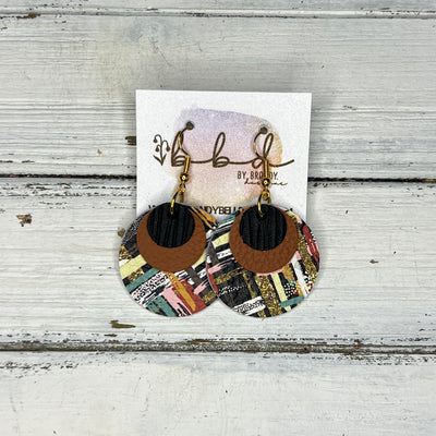 GRAY - Leather Earrings   ||  <BR>  BLACK PALMS, <BR> MATTE CAMEL BROWN , <BR> FALL ABSTRACT BRUSHSTROKES
