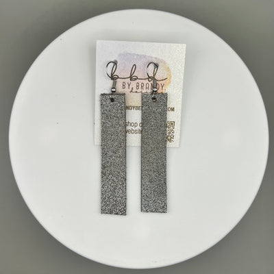 FINN - Leather Earrings  ||  SHIMMER GRAY