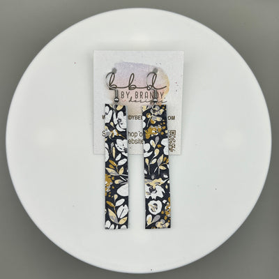 FINN - Leather Earrings  ||  POPPIES FLORAL ON NAVY