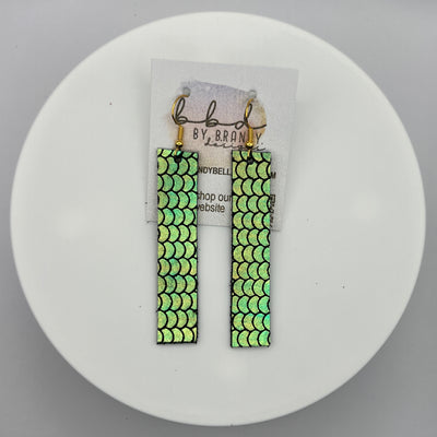 FINN - Leather Earrings  ||  METALLIC PINK/GREEN/GOLD MERMAID