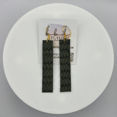 FINN - Leather Earrings  ||  OLIVE GREEN BRAID