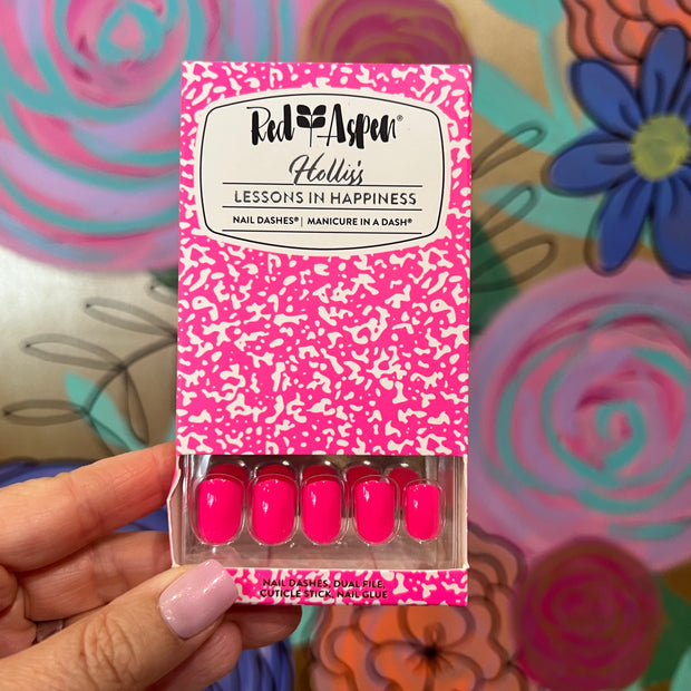 RED ASPEN NAIL DASHES- Hollis's Lesson in Happiness (Short Square)