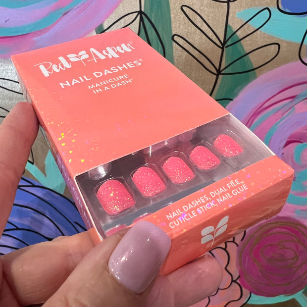 RED ASPEN NAIL DASHES- Kadence's Living Coral (Petite Square)