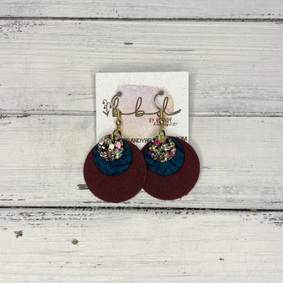 GRAY - Leather Earrings   ||  <BR> CHUNKY GOLD JEWELS GLITTER (FAUX LEATHER),  <BR>  TEAL BRAID, <BR> DISTRESSED BURGUNDY