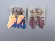 REFLECTIVE TRANSPARENT GHOST - Faux Leather Earrings by Brandy Bell Design